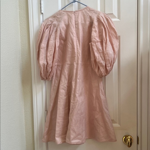 Zimmermann Dancer Linen Day Mini Dress In Blush Size 0 - Picture 10 of 11